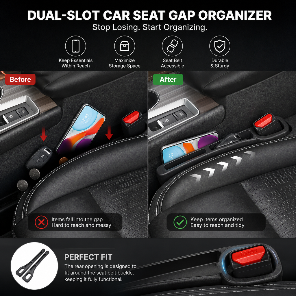 Car Seat Gap Organizer – Stop Dropping Phones & Keys Between Seats