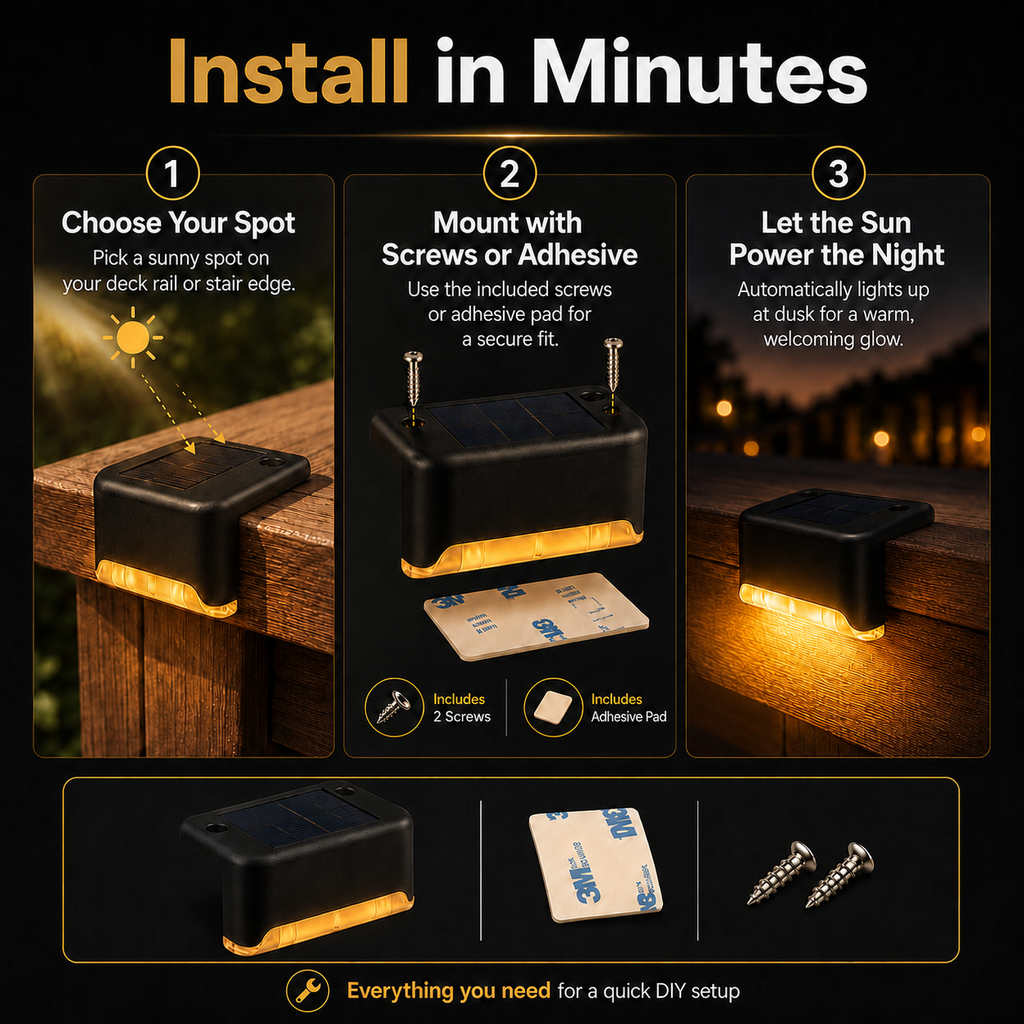 🔥 Last Day Deal: Buy 4 Get 8 Free — Waterproof Solar Deck Lights for Fence, Patio & Stairs