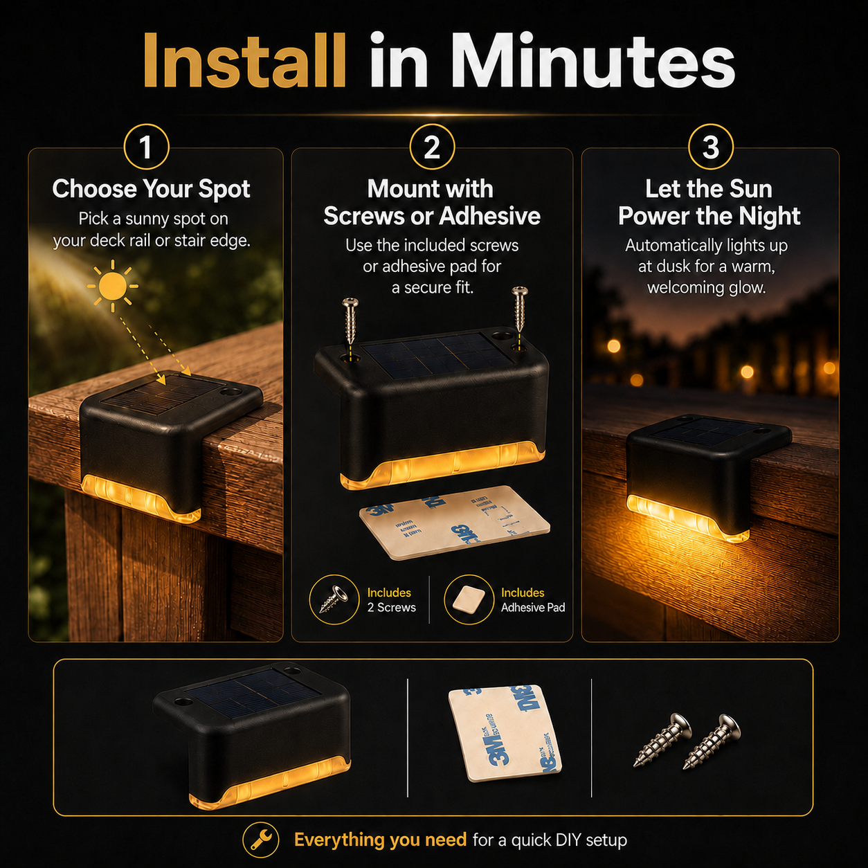 🔥 Last Day Deal: Buy 4 Get 8 Free — Waterproof Solar Deck Lights for Fence, Patio & Stairs
