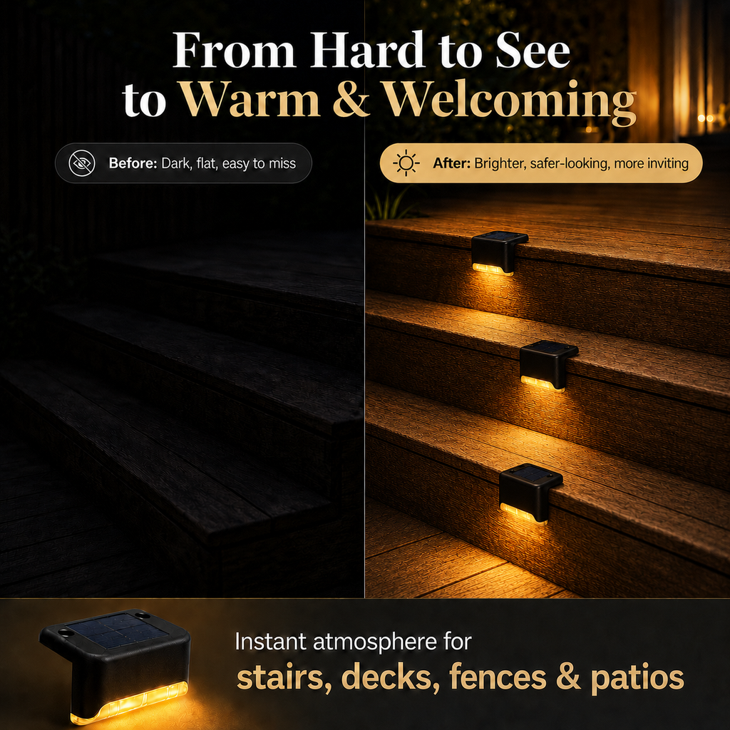 🔥 Last Day Deal: Buy 4 Get 8 Free — Waterproof Solar Deck Lights for Fence, Patio & Stairs