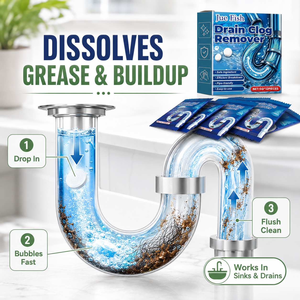 🔥 Last Day BOGO! 🔥 Powerful Fast-Acting Drain Cleaning Tablets