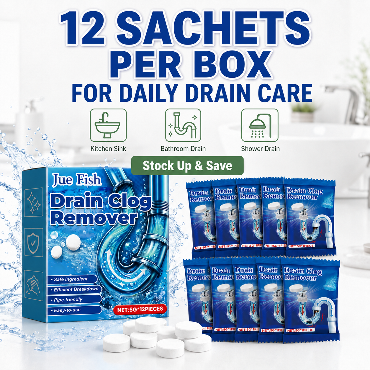 🔥 Last Day BOGO! 🔥 Powerful Fast-Acting Drain Cleaning Tablets