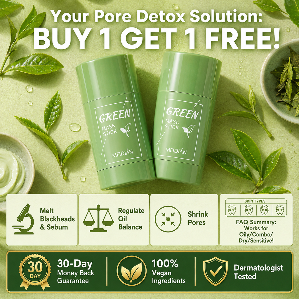 Clear Pores in 10 Minutes! The No-Mess Green Tea Stick for Flawless, Oil-Free Skin.
