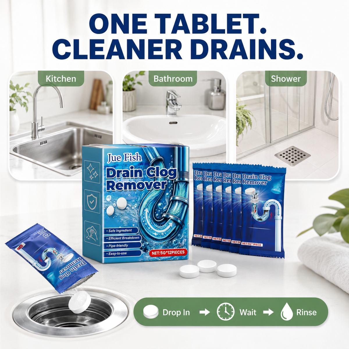 🔥 Last Day BOGO! 🔥 Powerful Fast-Acting Drain Cleaning Tablets