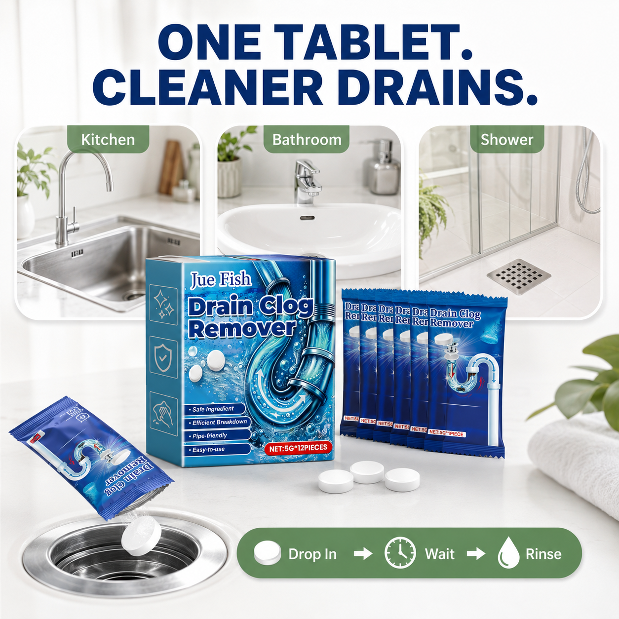 🔥 Last Day BOGO! 🔥 Powerful Fast-Acting Drain Cleaning Tablets