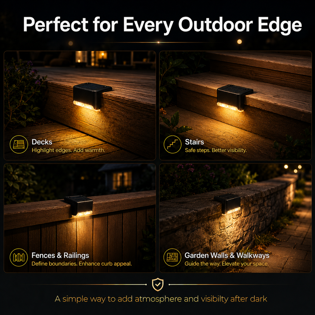 🔥 Last Day Deal: Buy 4 Get 8 Free — Waterproof Solar Deck Lights for Fence, Patio & Stairs