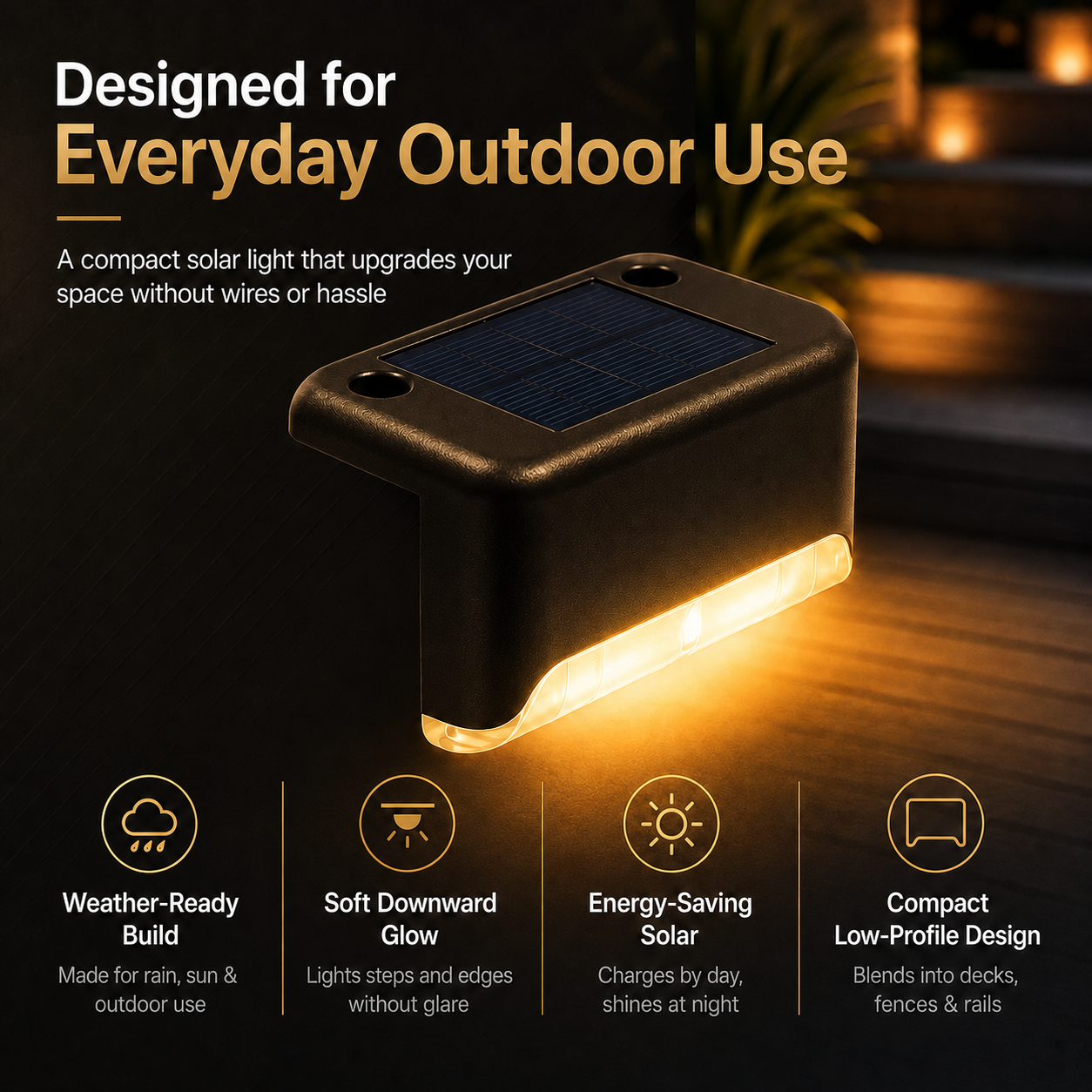 🔥 Last Day Deal: Buy 4 Get 8 Free — Waterproof Solar Deck Lights for Fence, Patio & Stairs