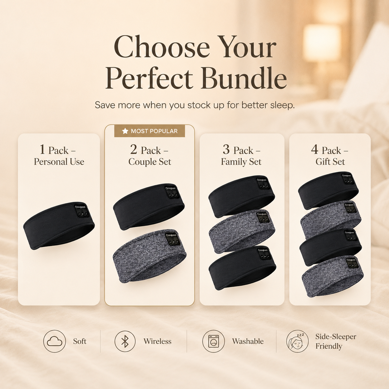 Bluetooth Sleep Headband for ASMR & Side Sleepers