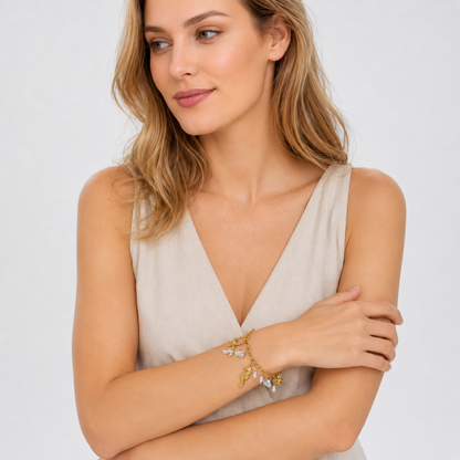 Gold-Tone Ocean Charm Bracelet – Summer Beach Jewelry for Women