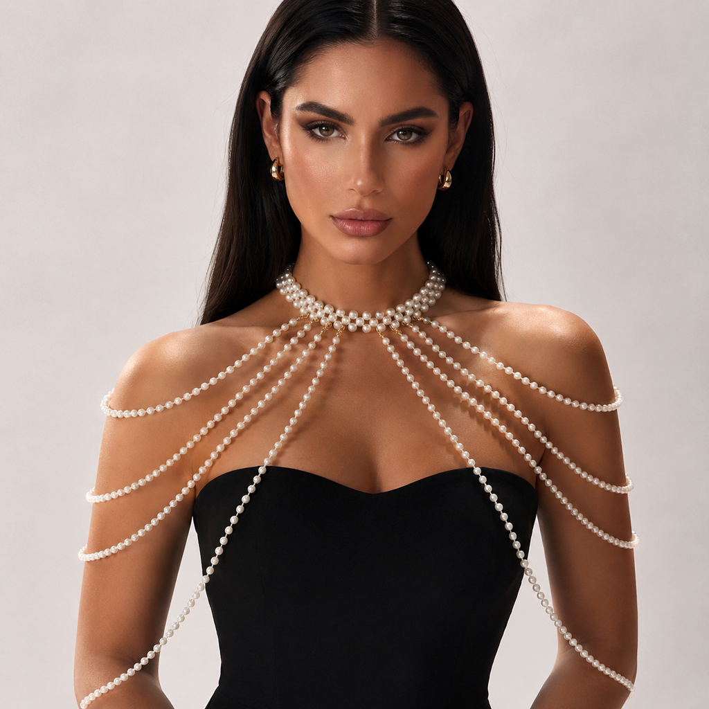 Pearl Body Chain – Elegant Shoulder Jewelry for Women