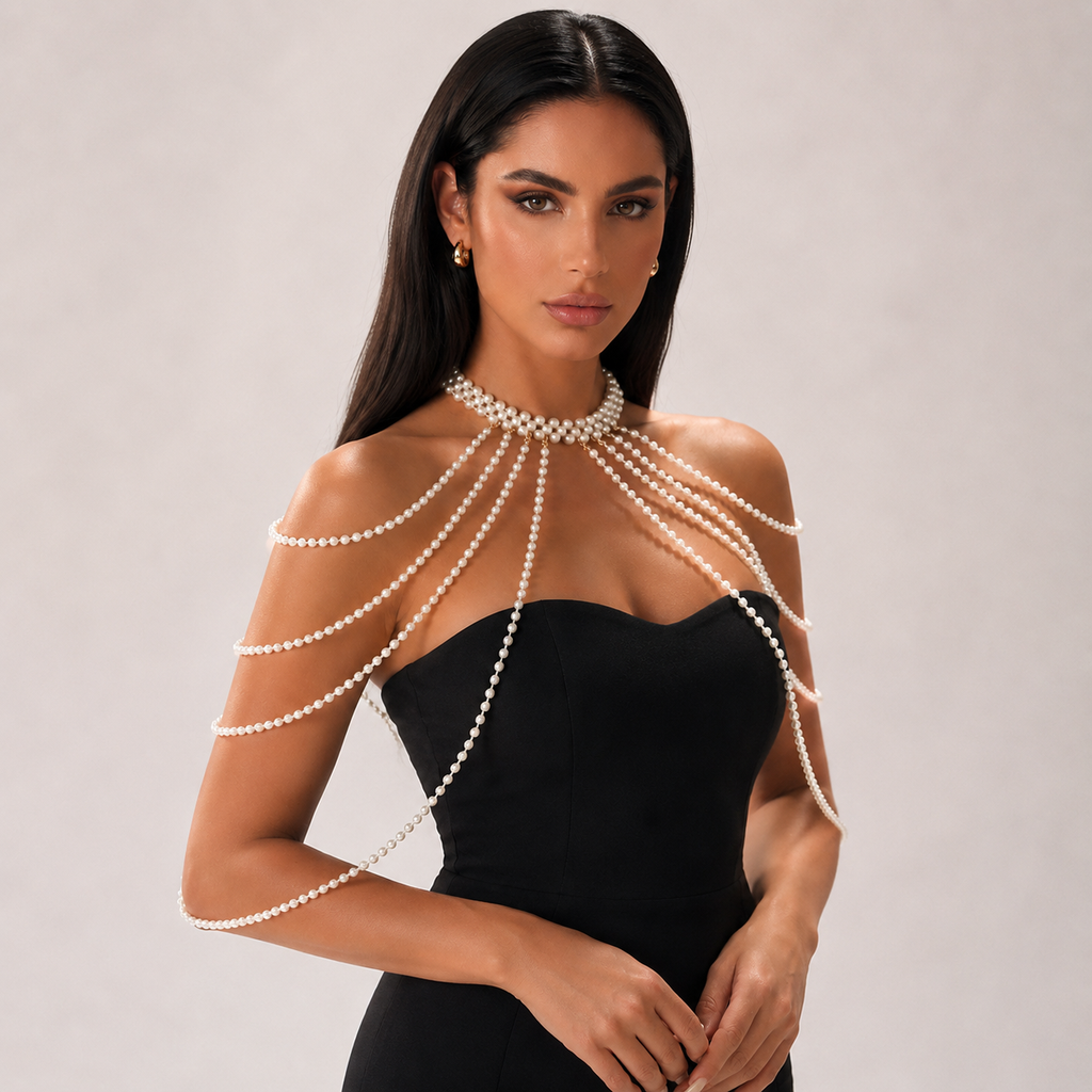 Pearl Body Chain – Elegant Shoulder Jewelry for Women