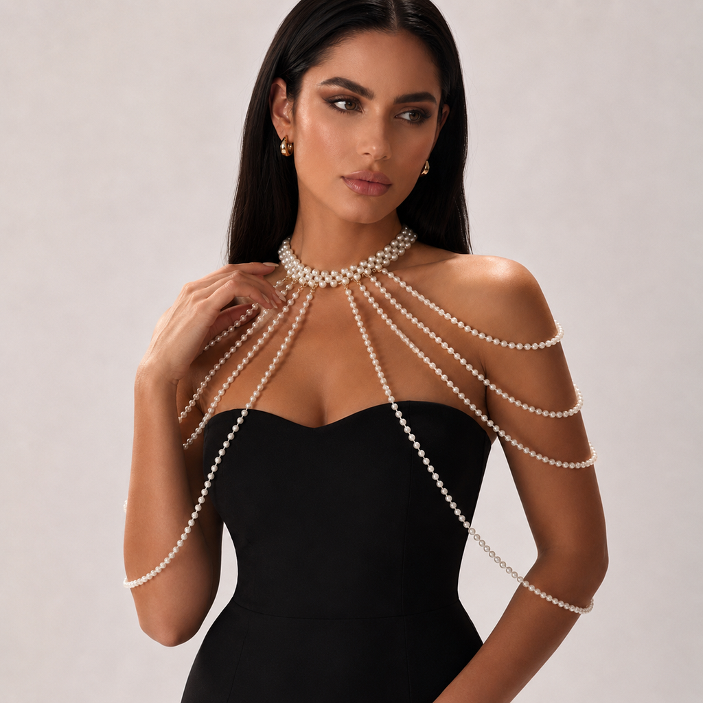 Pearl Body Chain – Elegant Shoulder Jewelry for Women