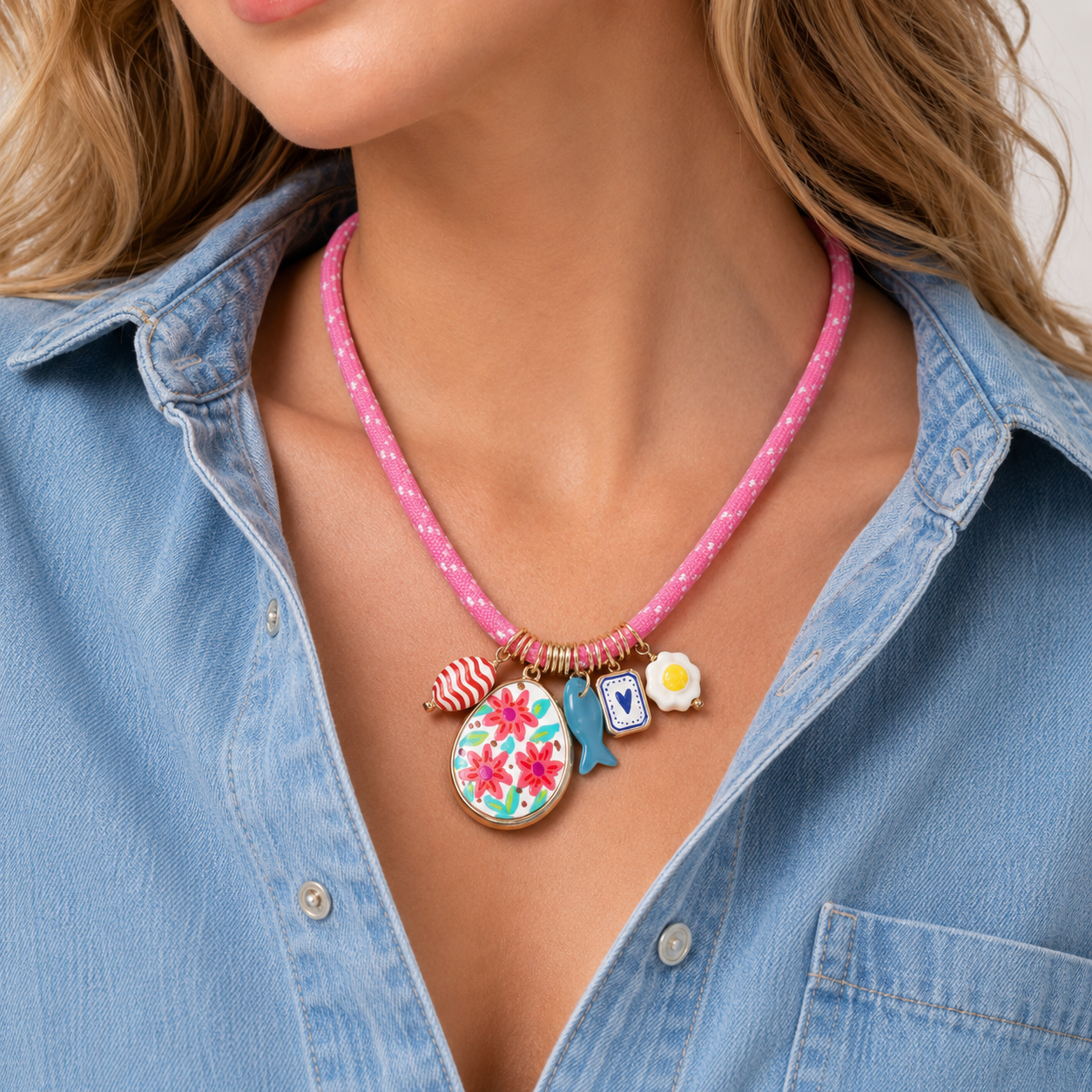 Close_up_of_pink_cord_necklace_with_colorful_charms