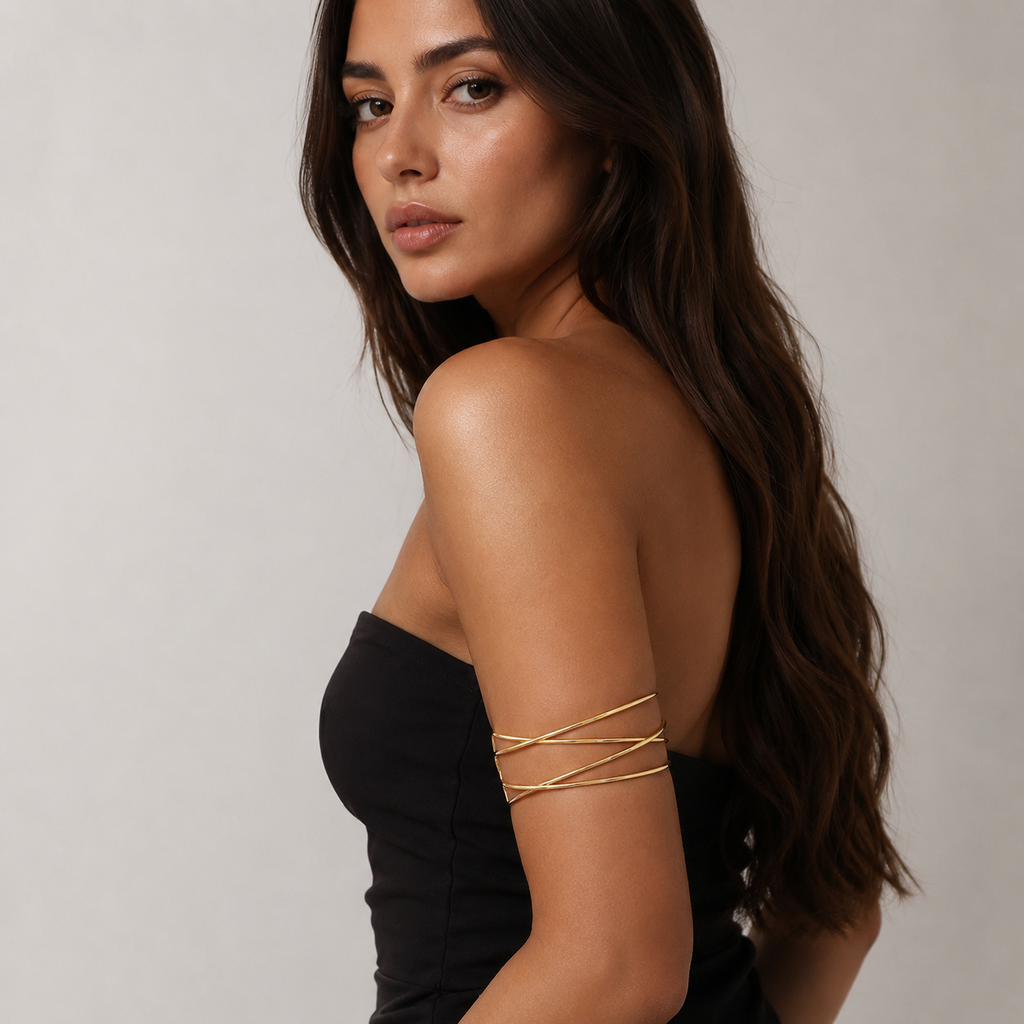Gold Arm Cuff Bracelet – Elegant Upper Arm Jewelry