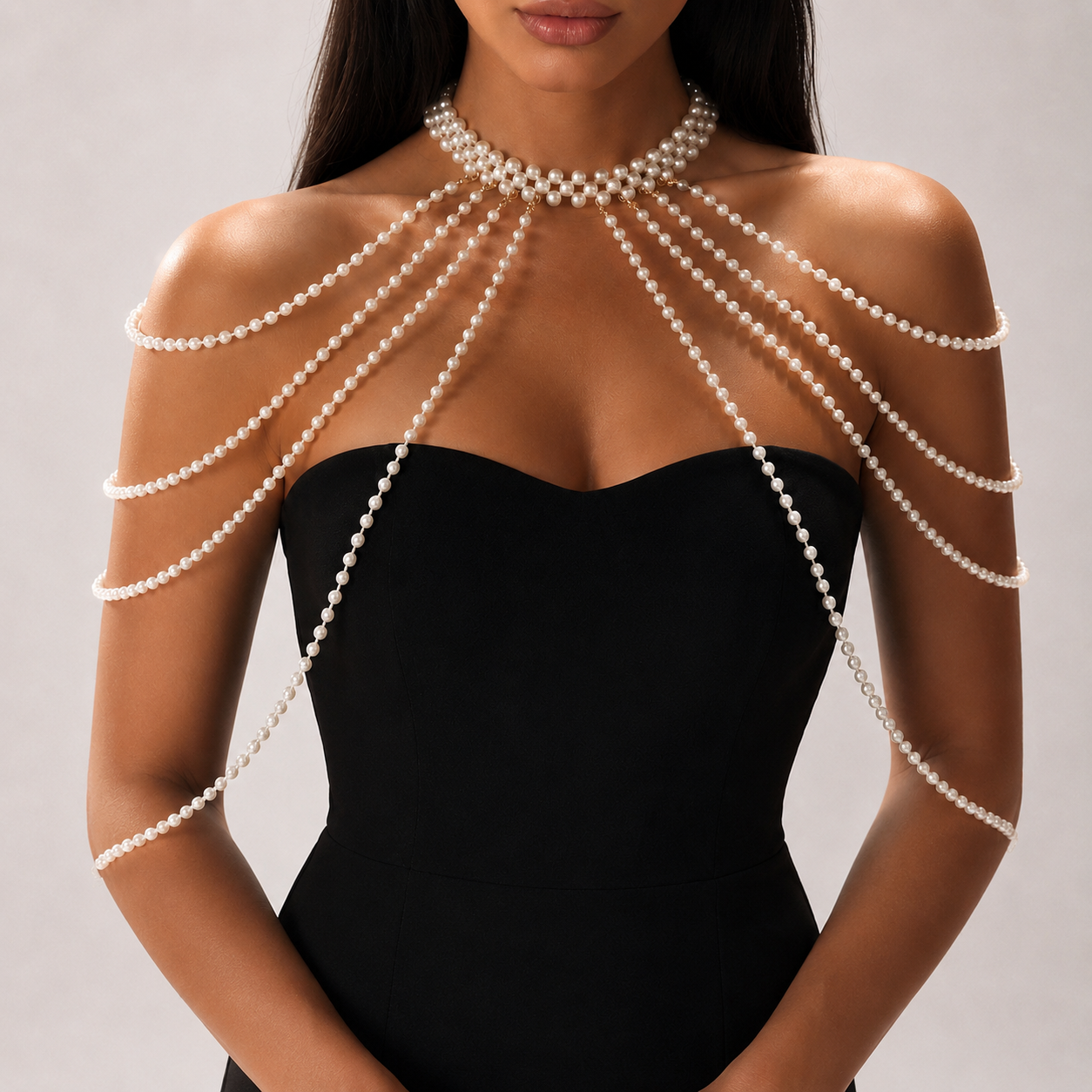 Pearl Body Chain – Elegant Shoulder Jewelry for Women